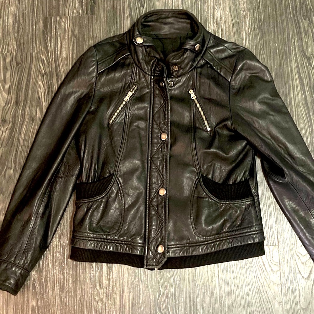 Womens Danier leather motto jacket.